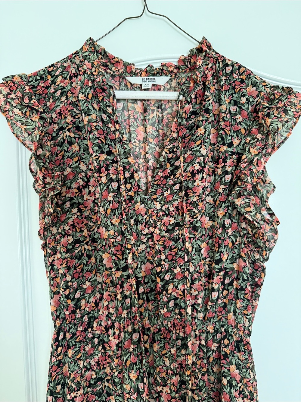 BB Dakota by Steve Madden floral chiffon ditsy midi dress XS - Picture 5 of 9